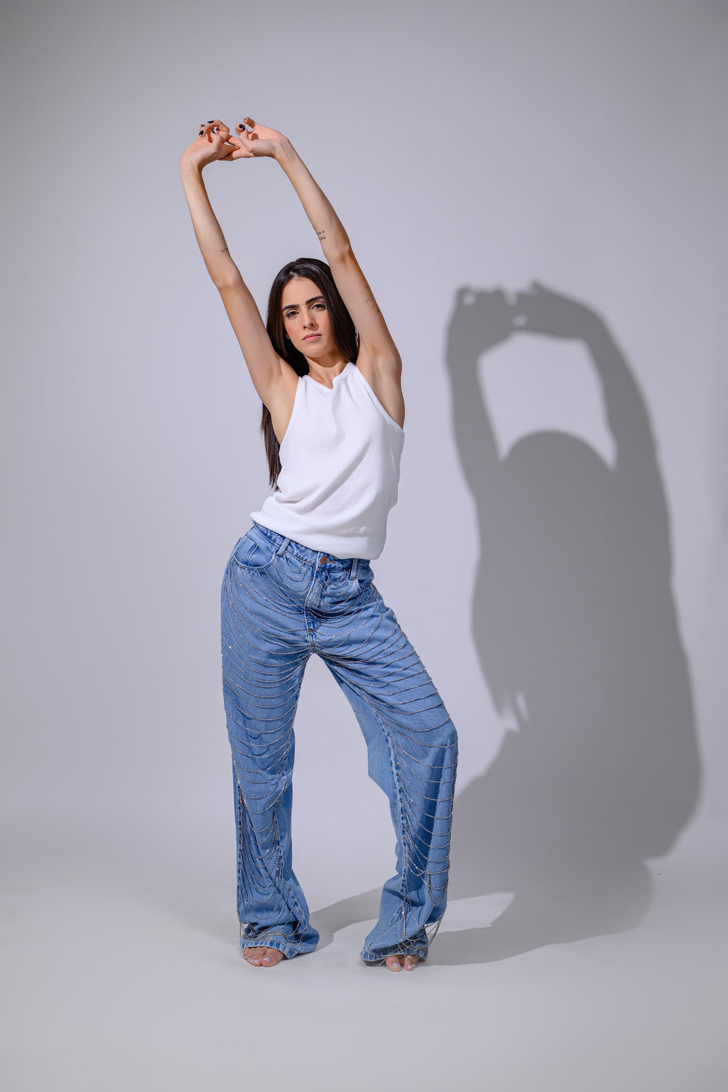 CALÇA JEANS STRASS