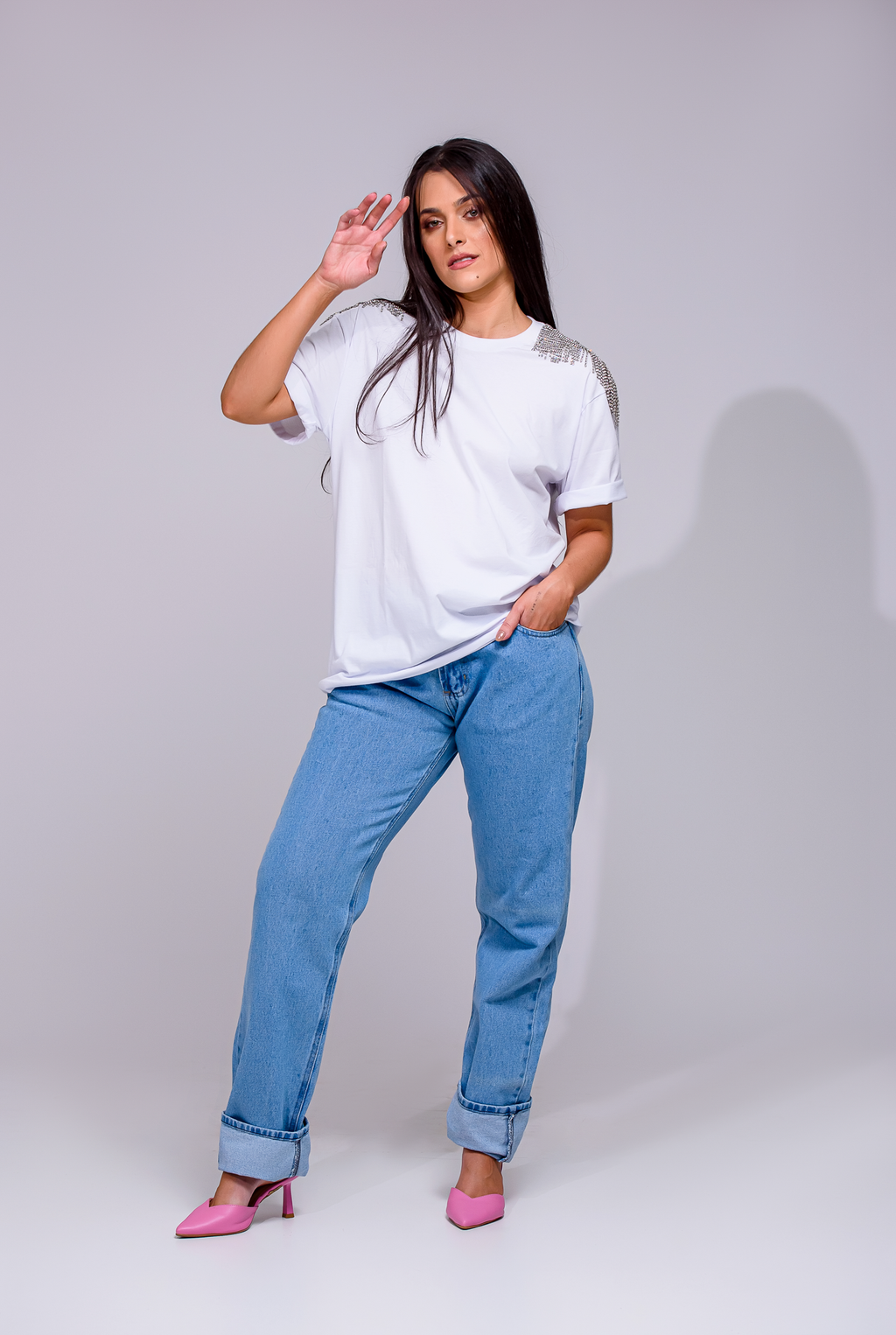 T-SHIRT STRASS OMBRO