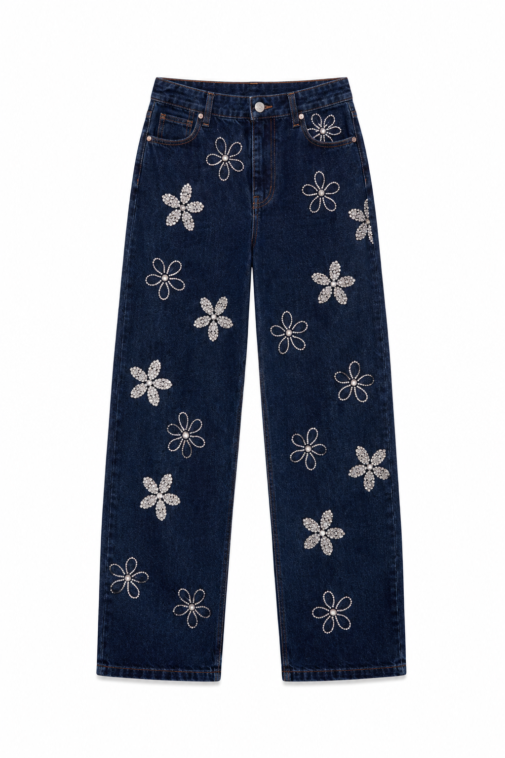 CALÇA FLORES STRASS